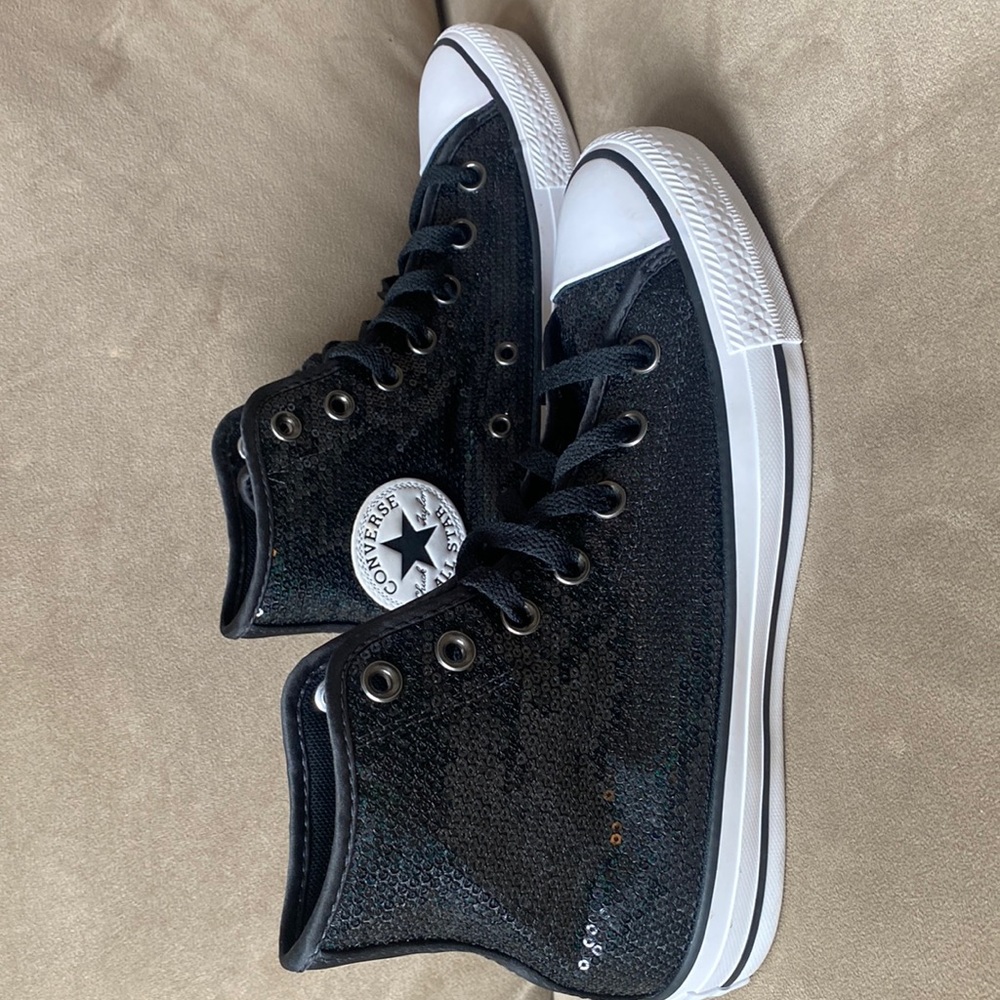 Womens black sequins Converse hi-top